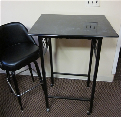 Geometric table with bucket stool