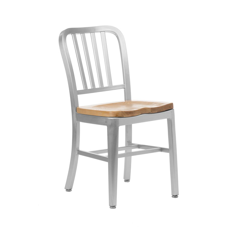 aluminum dining chair with wood seat