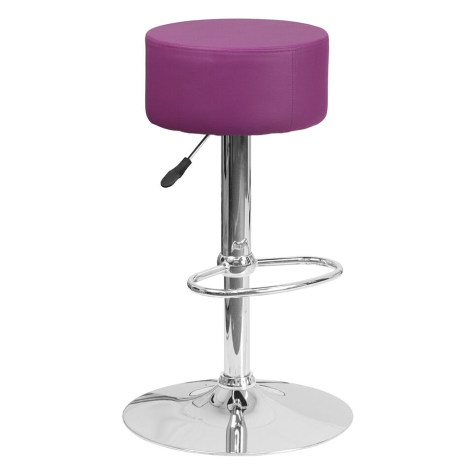 Mella Square Backless Stool With Chrome Base