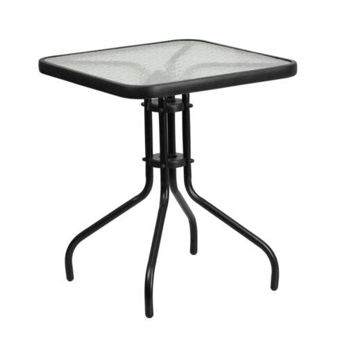 Restaurant Tempered Glass Metal Table 23.5" Square