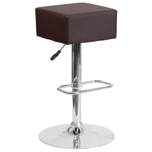Mella Square Backless Stool With Chrome Base