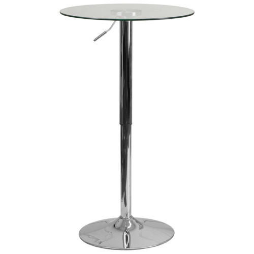 Round Glass Cocktail Table with Adjustable Frame