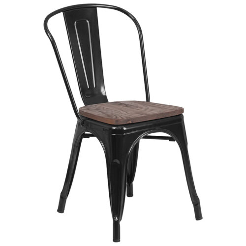 Metal and on sale wood bistro chairs