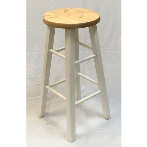 Backless Wood Stool Natural and White