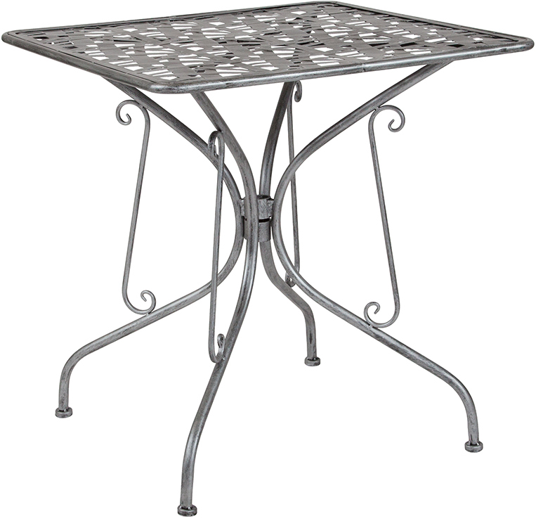Steel Patio Square Table In Antique Silver Finish Restaurant