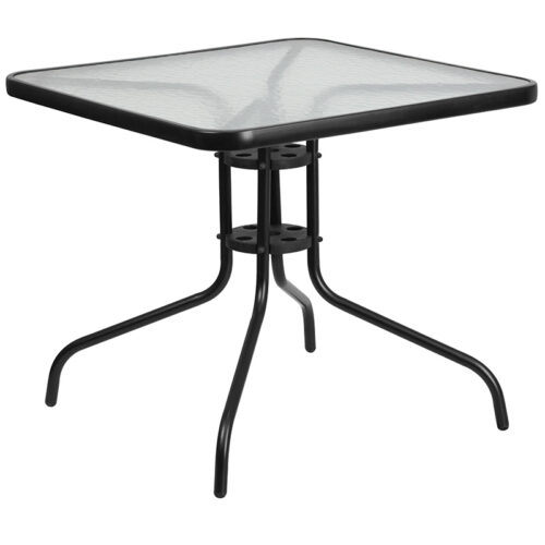 Restaurant Tempered Glass Metal Table 31.5" Square