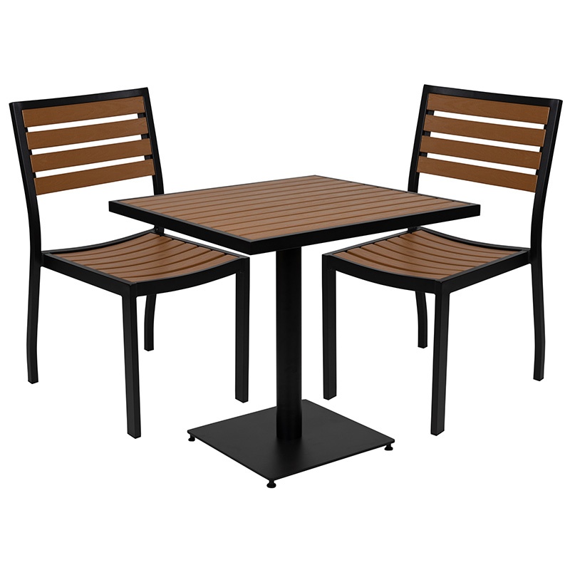 30 X Outdoor Faux Teak Table With 2, Synthetic Teak Outdoor Furniture