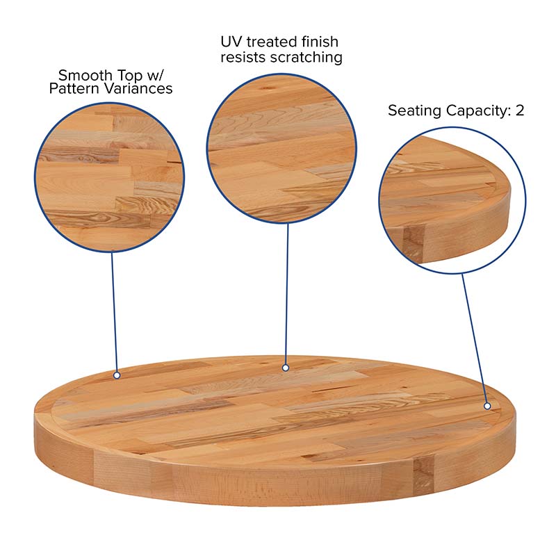24 Round Butcher Block Style, Round Butcher Block Table Top