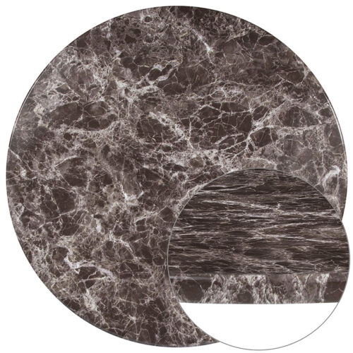 Round Gray Marble Laminate Table Top Only