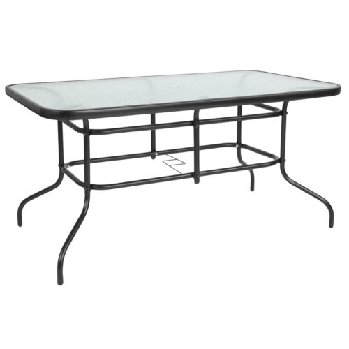 Rectangular Tempered Glass Metal Table 31.5 X 55