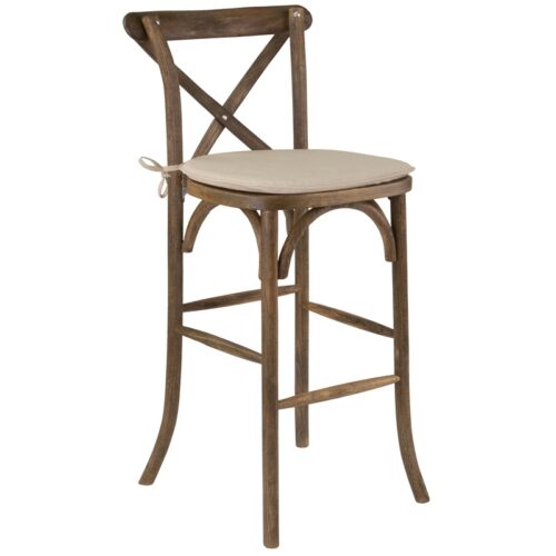 Cross Back Dark Antique Stackable Barstool