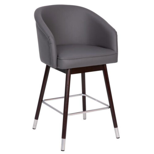 Margie Modern Mid-Back Stool with Walnut Finish Beechwood Legs