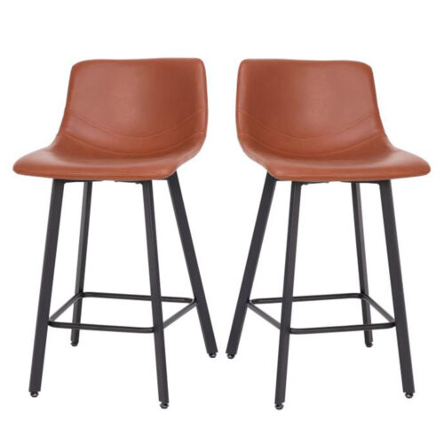 Calix Modern Armless Stool with Black Matte Metal Frames, Set of 2