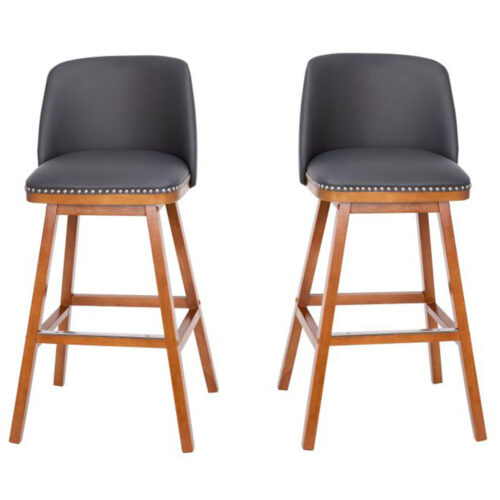 Julie Leathesoft Uphostered stool with silver nail trim, Set of 2